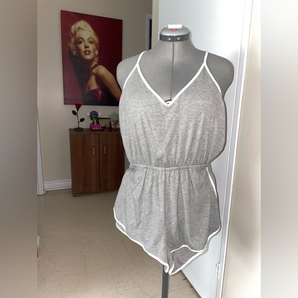 forever 21 grey ribbed halter romper